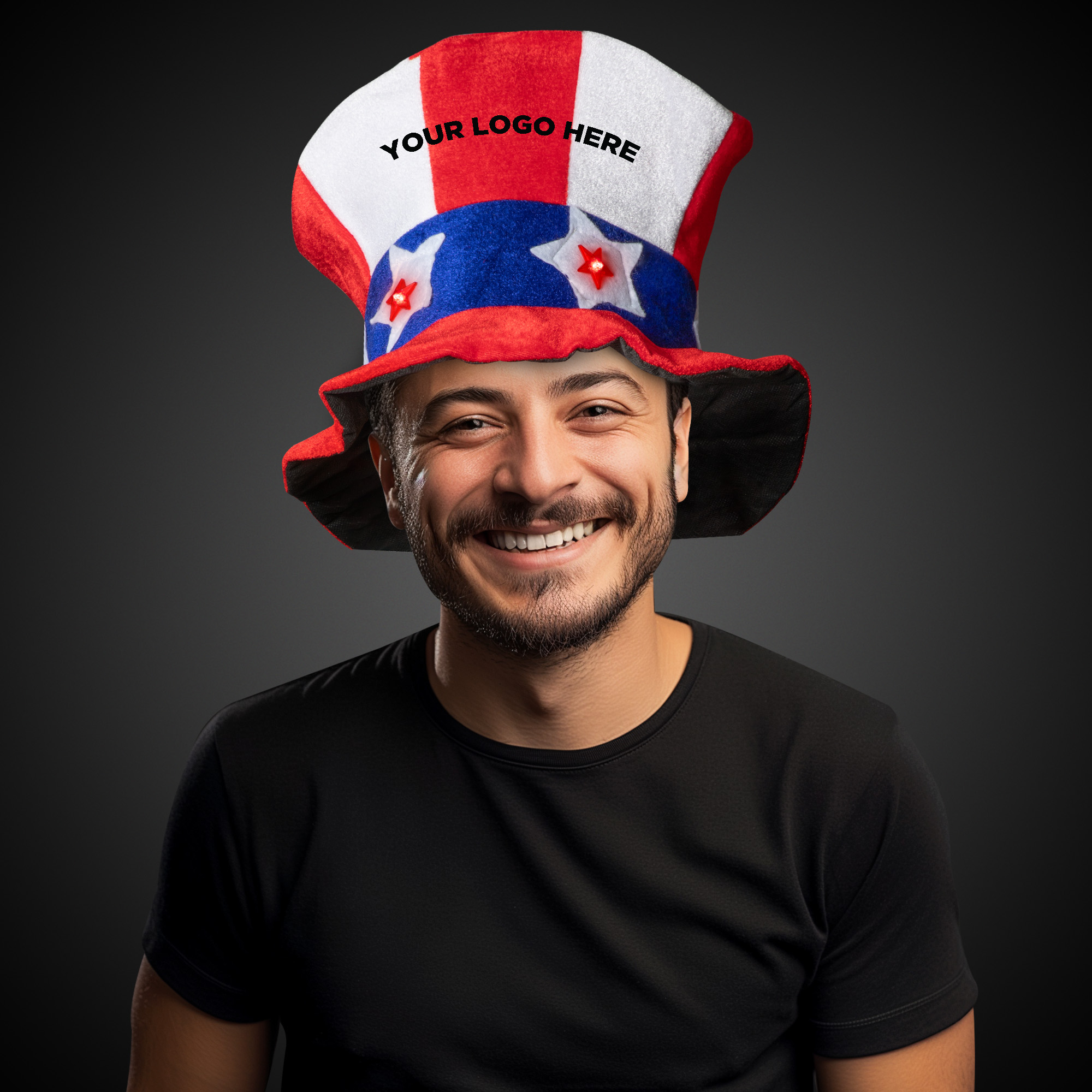 Flashing LED Uncle Sam Hat(Imprintable)