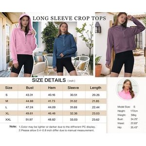 Women Half Zip Cropped Hoodies 2
