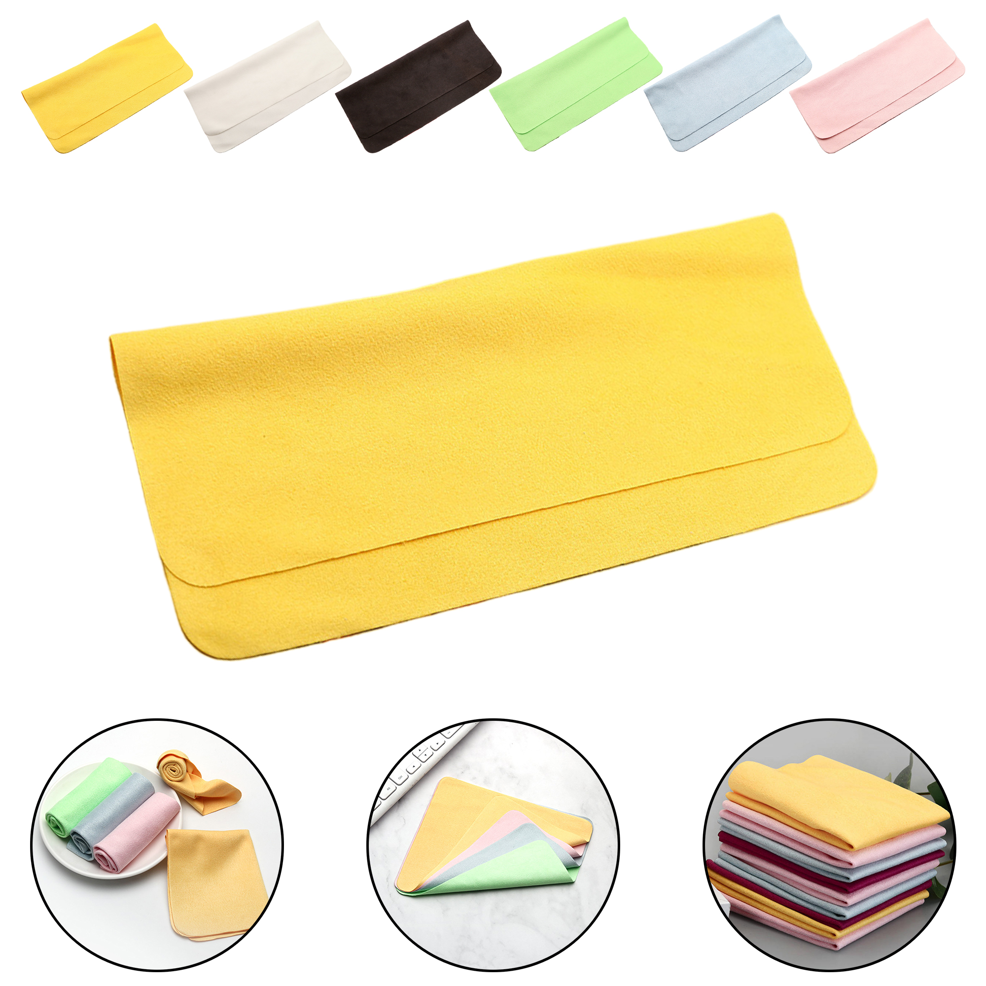 Ultra Fine Fiber Glasses Cloth Solid Color Island Silk Phone Screen Cleaning Microfiber 3