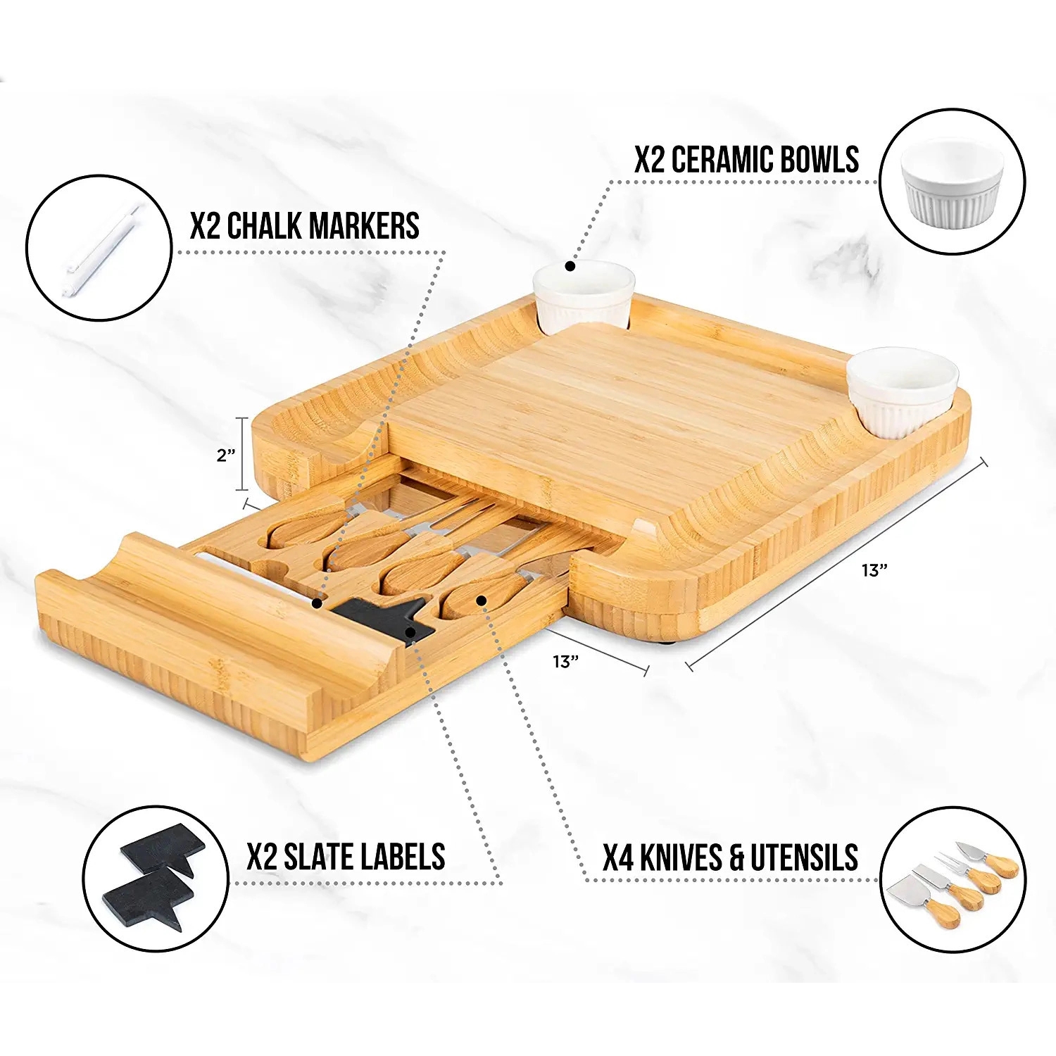 Bamboo Cheese Board Knife Set 4