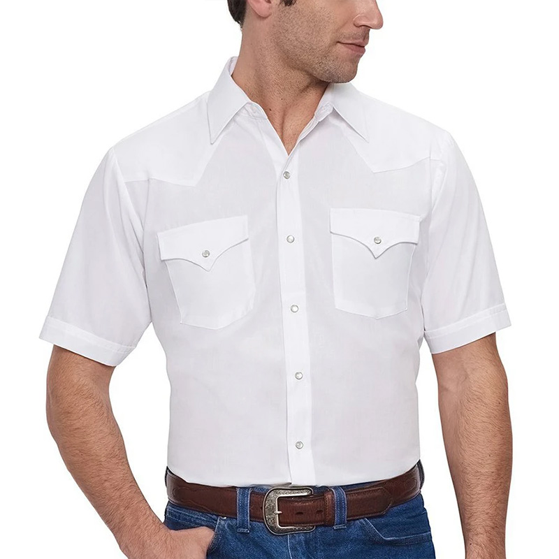 ELY Short Sleeve Solid Western Shirt 4