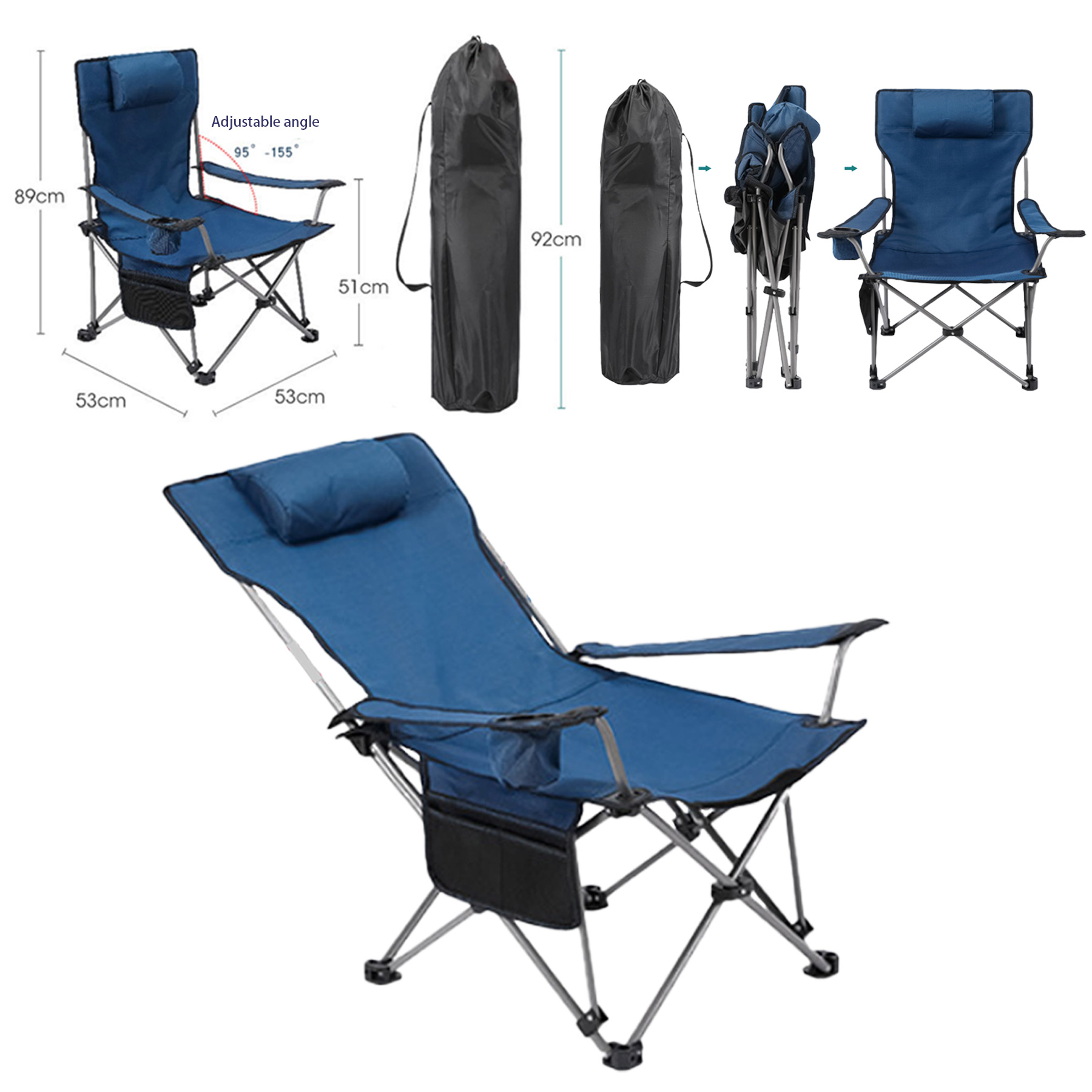 Outdoor Sitting And Lying Dual-purpose Folding Chair With Carry Bag 2