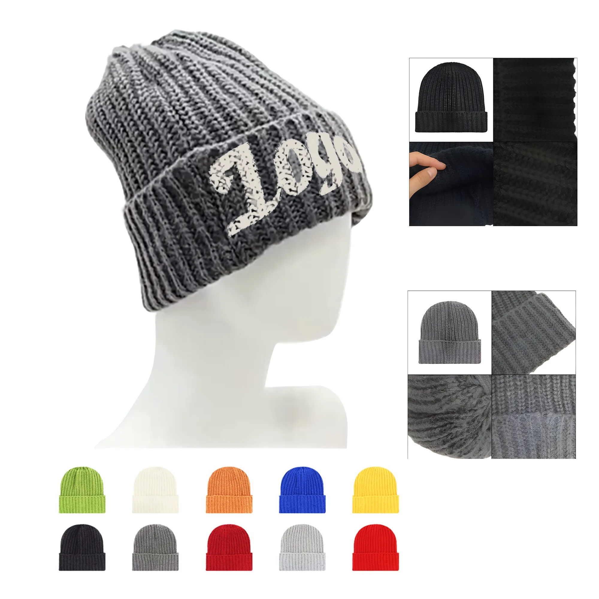 Thick Needle Stripe Knitted Hat