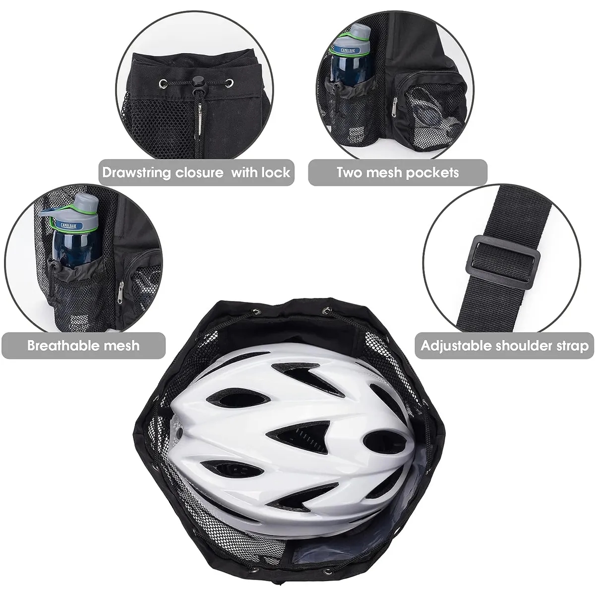Swim Bag Mesh Drawstring Backpack with Wet Pocket 5