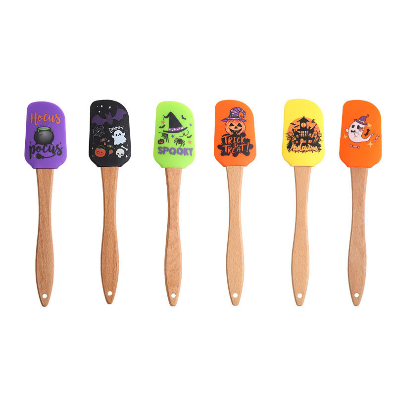 Christmas Halloween Silicone Spatula With Wooden Handle 3
