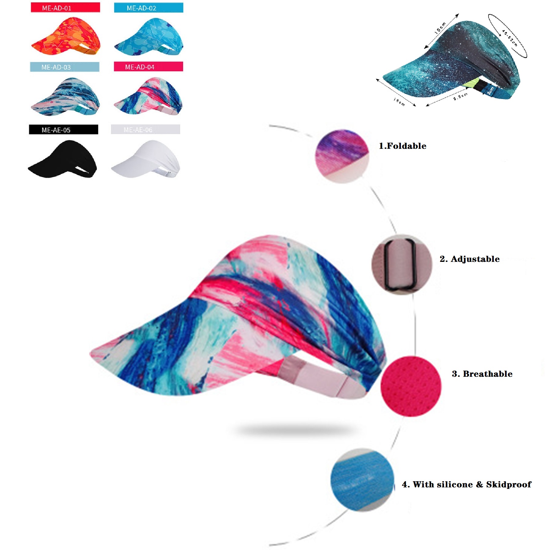 Foldable Sport Sun Visor Cap For Men Women Adults Kids 1