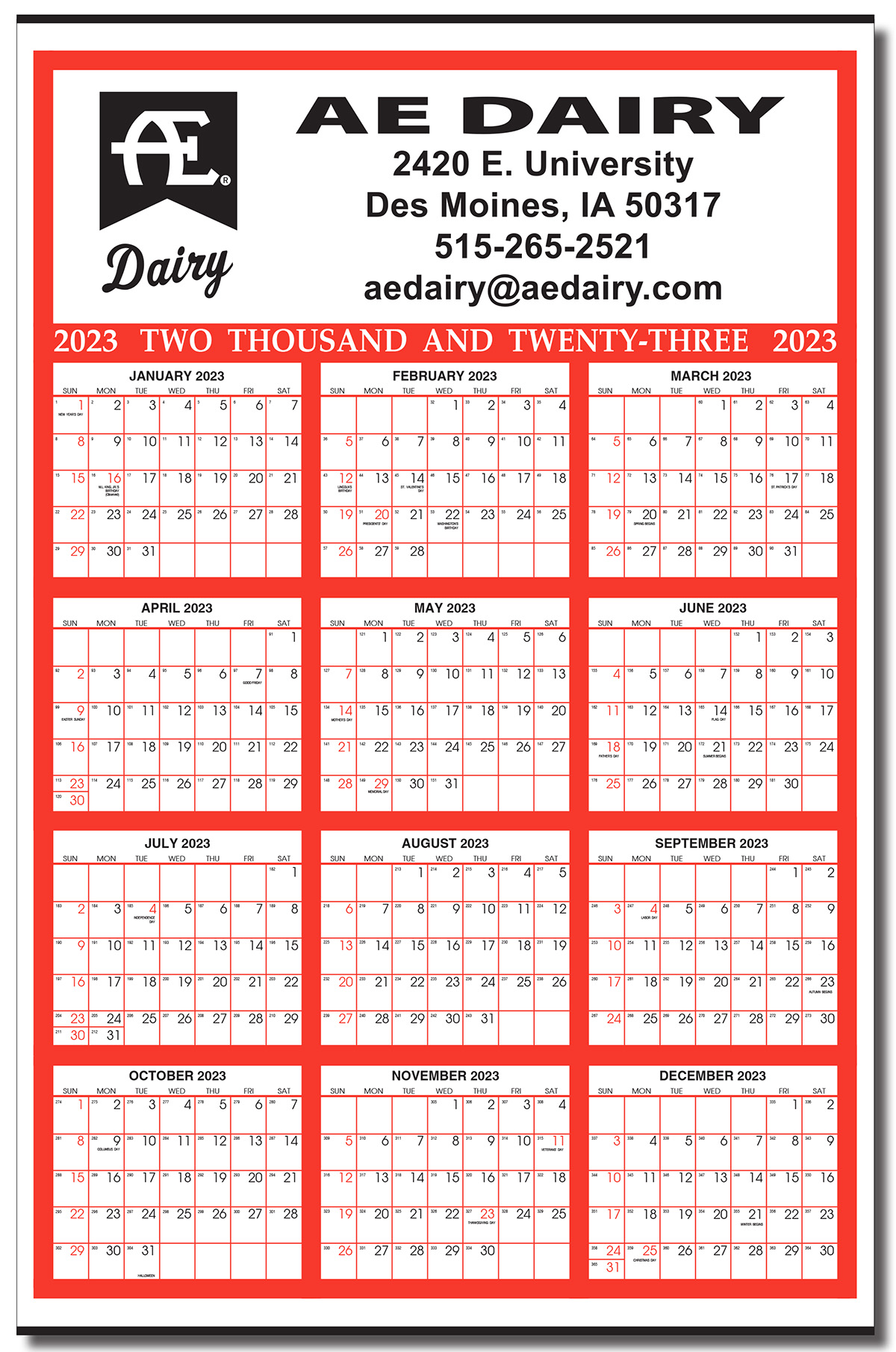 Year View Wall Calendar