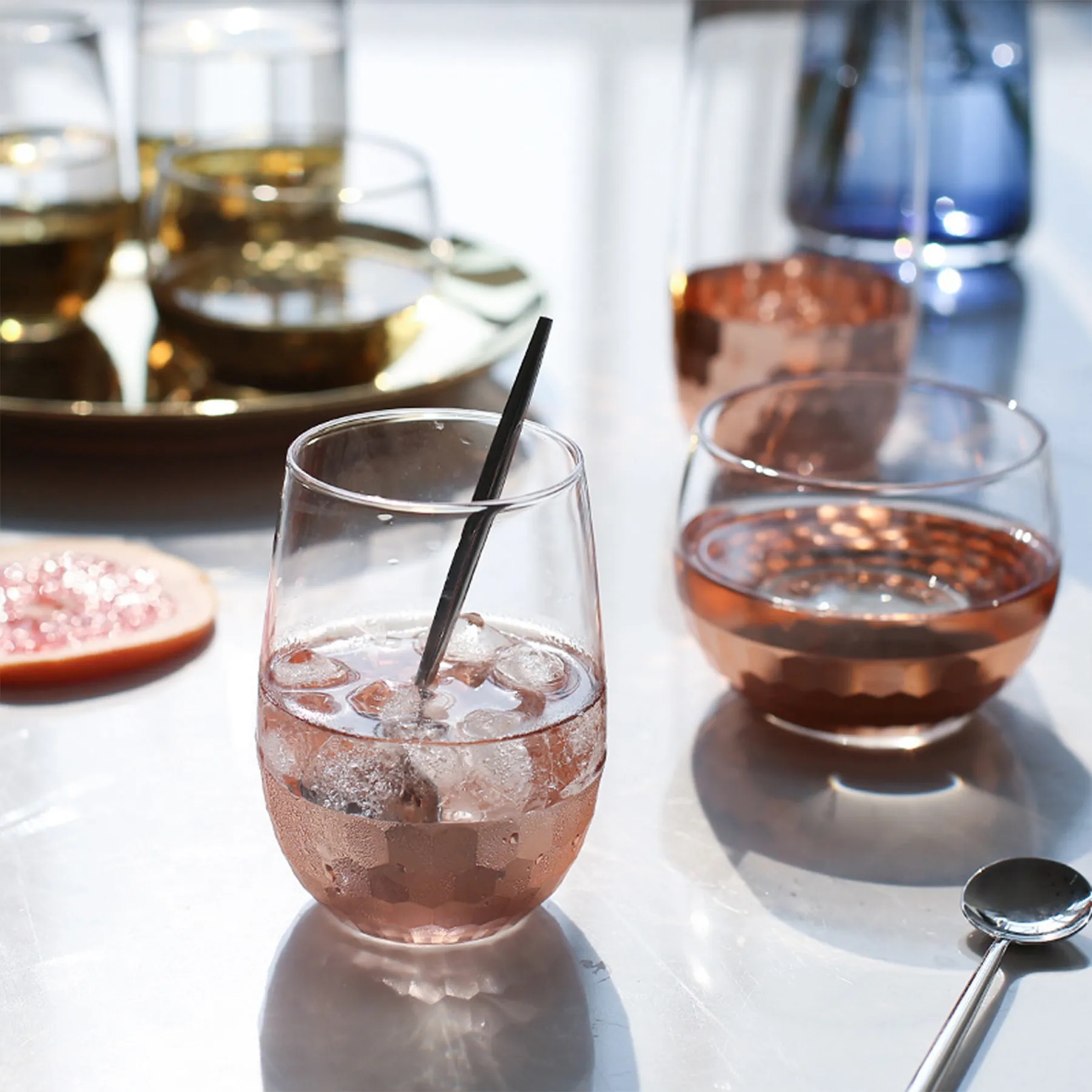 Stemless Gold Wine Glasses 2