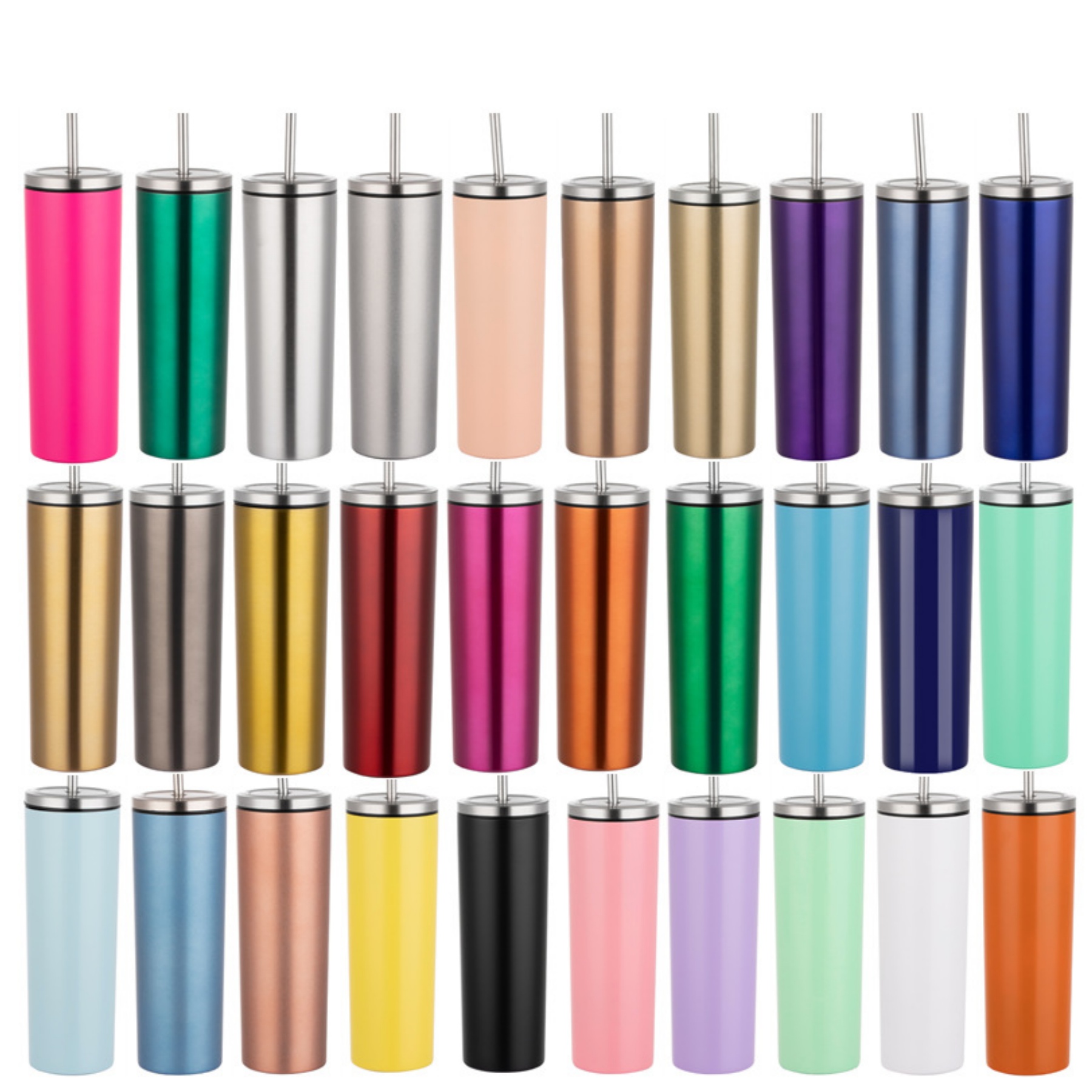 20oz Stainless Steel Skinny Insulated Tumbler with Straw 2