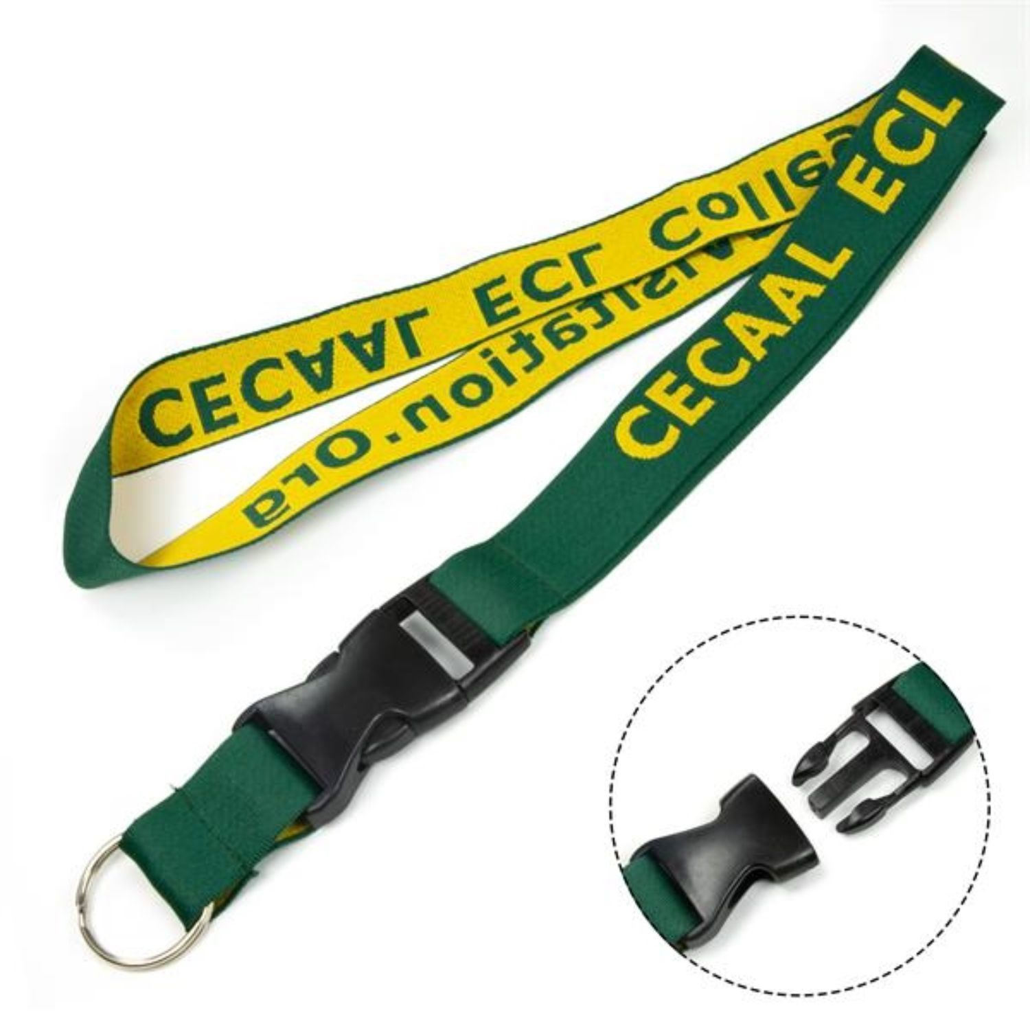 Recycled PET Eco-friendly Woven Lanyard w/ Buckle Release 4