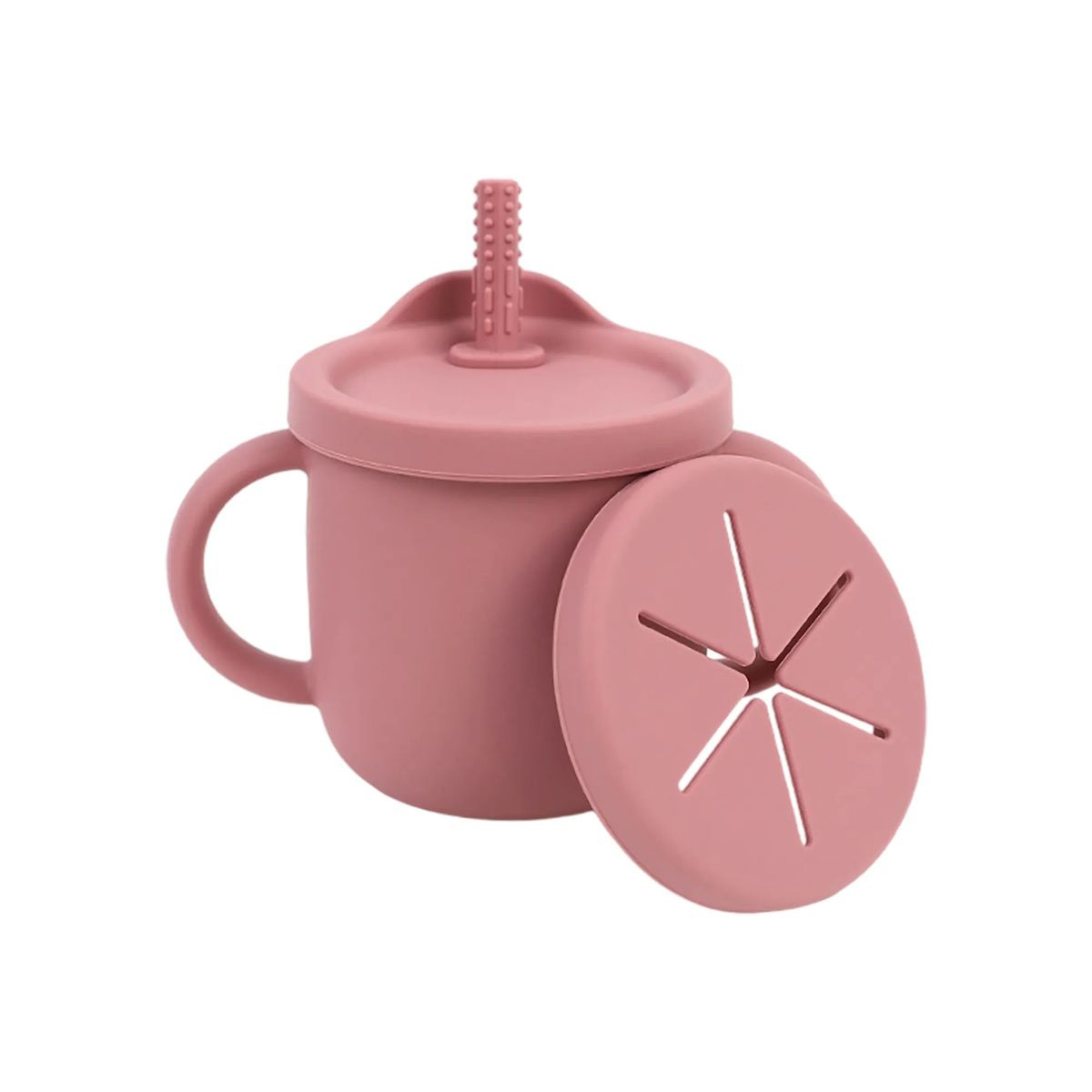 Silicone Toddler Cup with Straw Stopper and Dual Lids 13