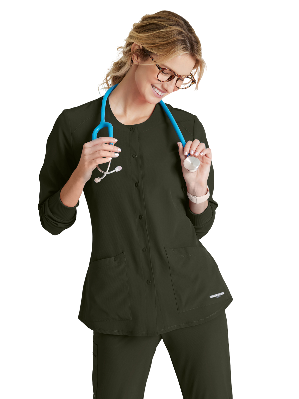 Skechers - Women's Two-Pocket Snap-Front Stability Warm-Up Scrub Jacket 10