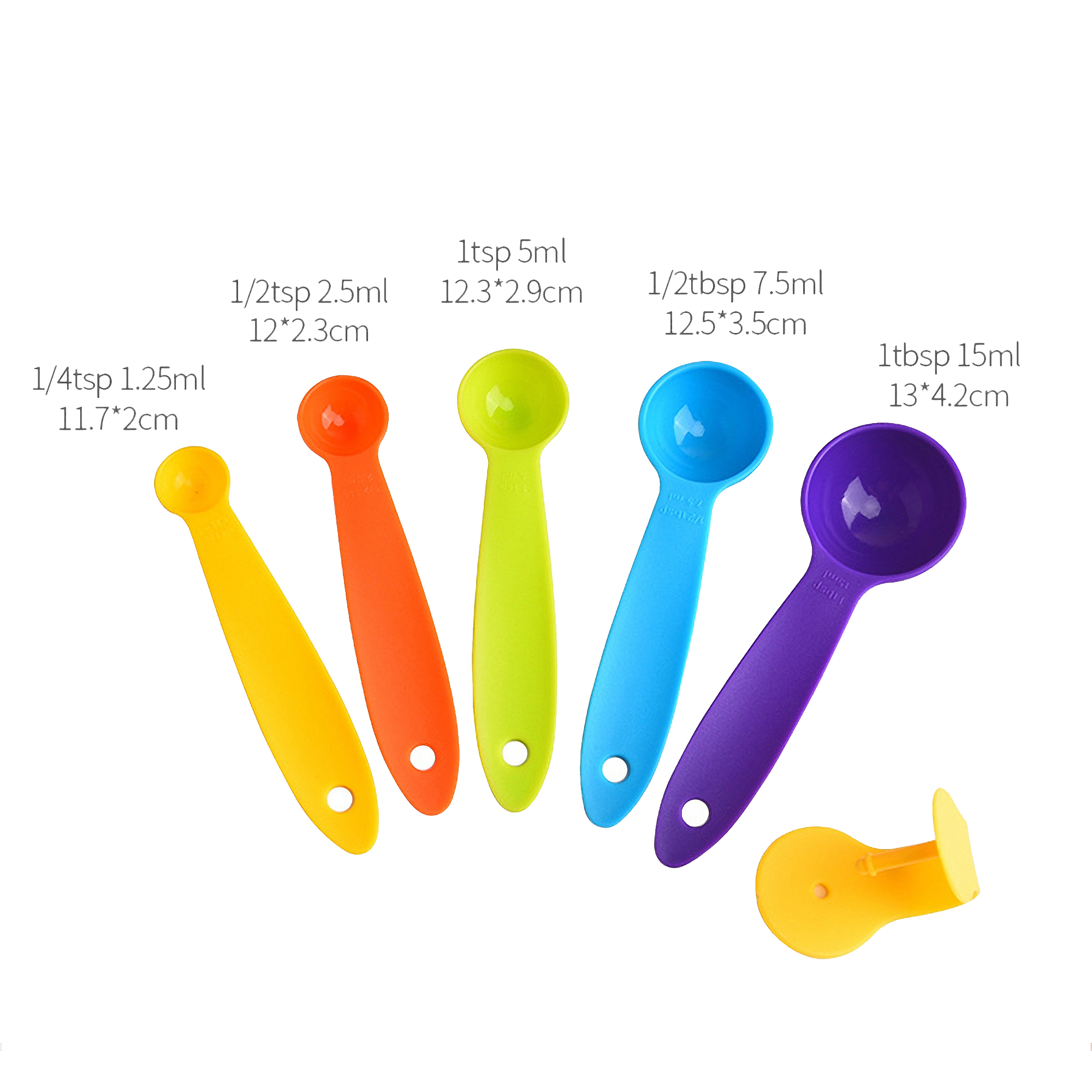 5-Piece Plastic Measuring Spoon Set for Cooking Baking Portion Control