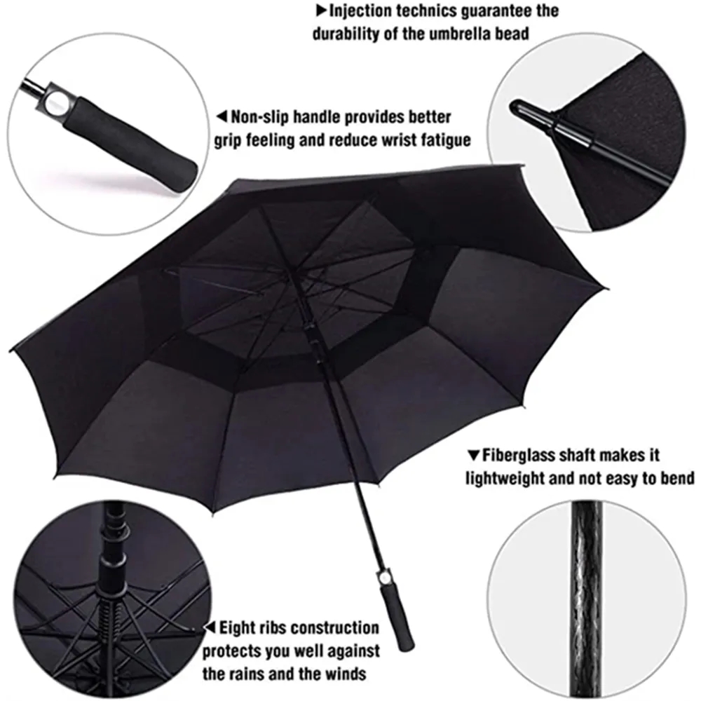 62" Arc Double Canopy Automatic Open Golf Umbrella 8