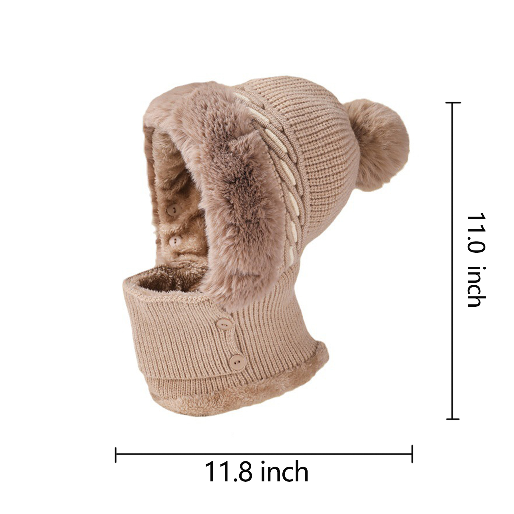 Winter Warm One Piece Fleece Hats Scarf Mask Knitted Hat 9