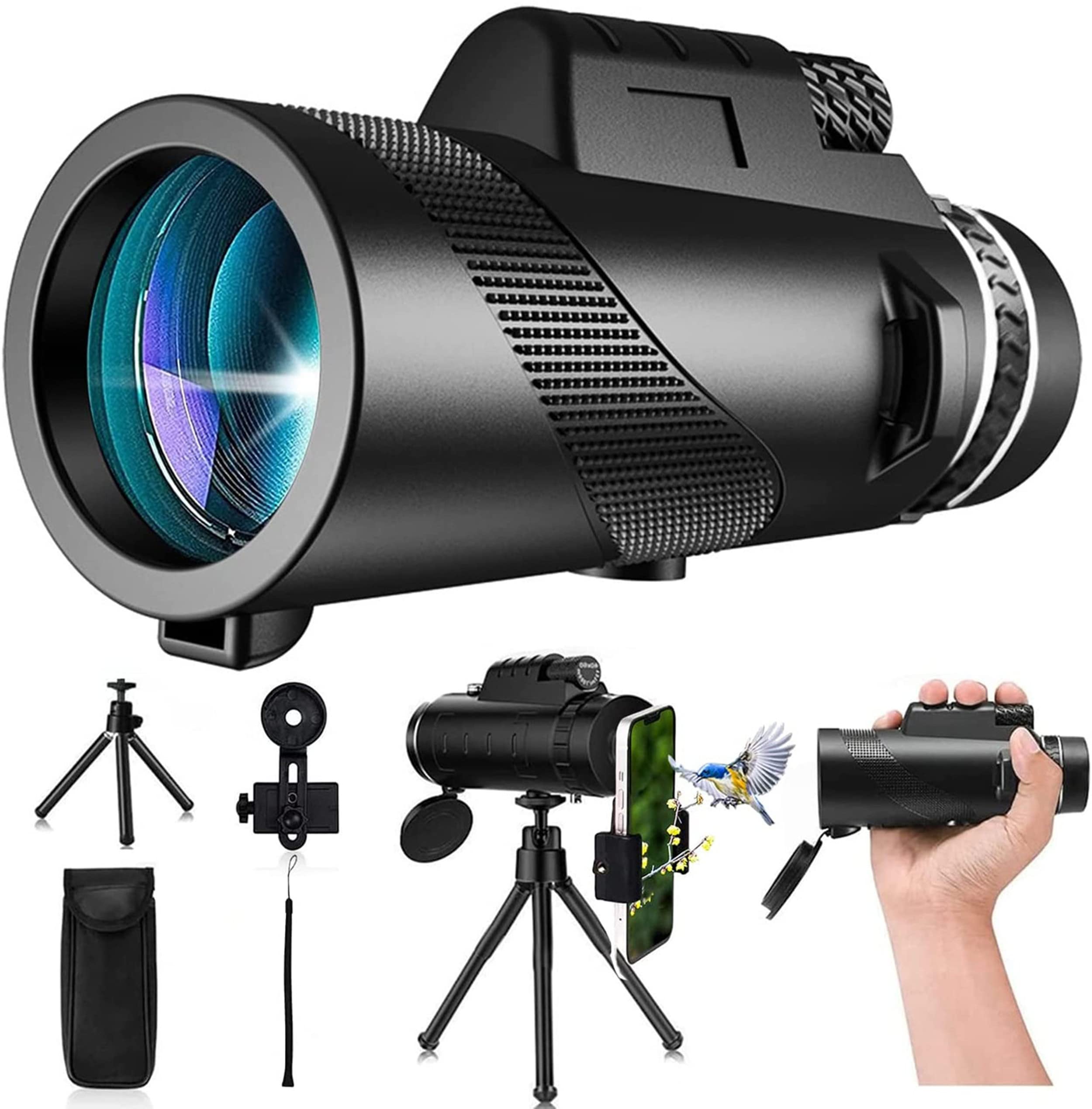 Monocular Telescope w/ Phone Clip & Tripod for Birdwatching 4