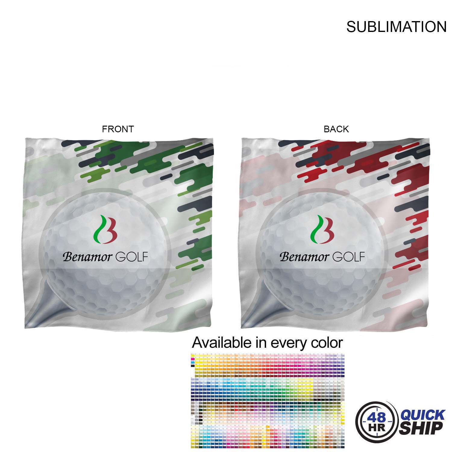 48Hr Quick Ship - Microfiber Dri-Lite Suede Shammy Cooling 2-Tone Towel, 15x15, Sublimated 2 sides. 9