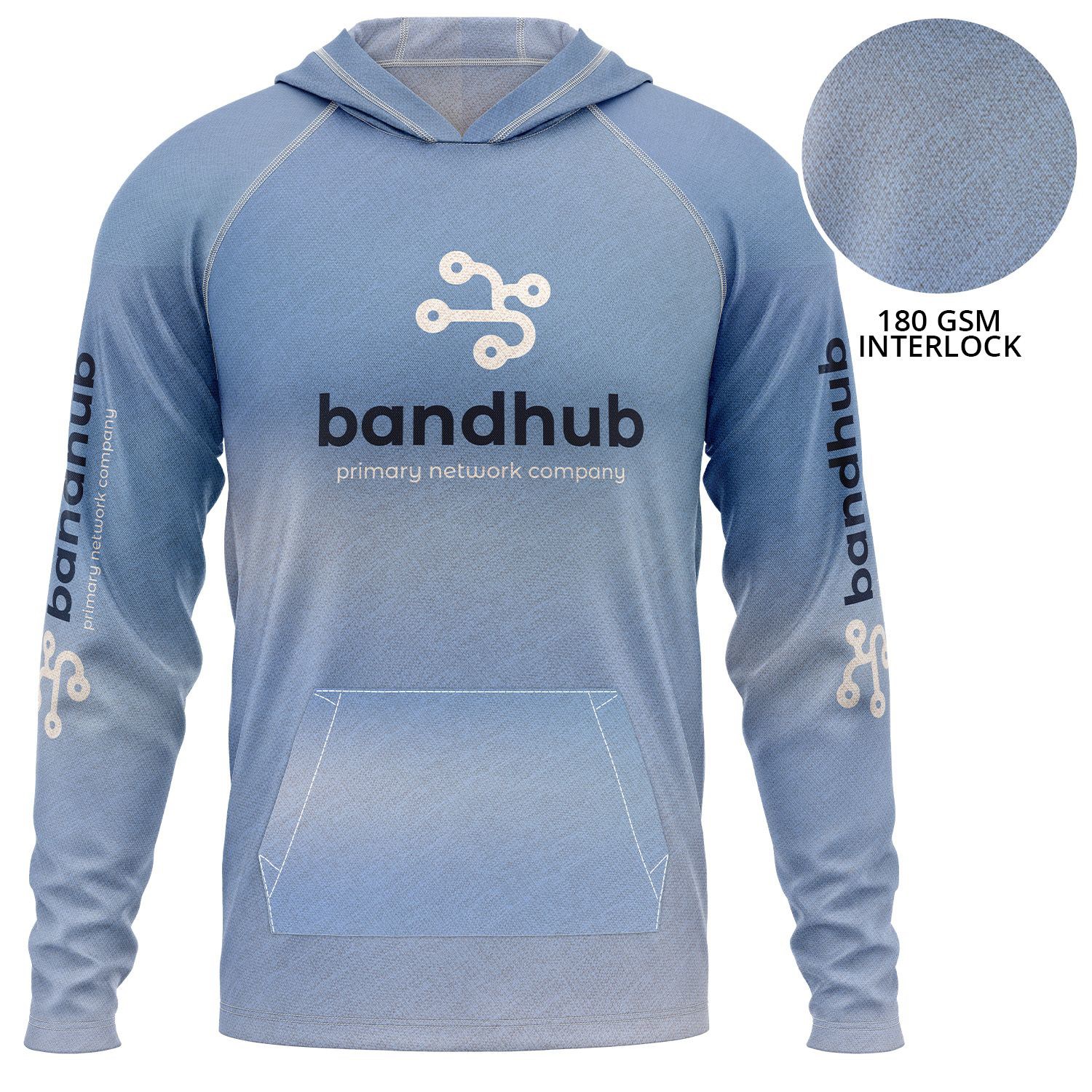 Unisex 180 GSM Poly Interlock Pullover Sublimation Hoodie w/ Kangaroo Pocket