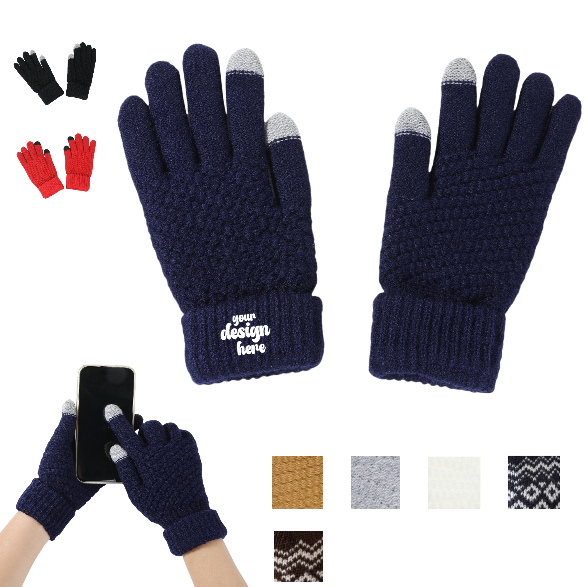 Touchscreen Gloves Cable Knit Warm 3
