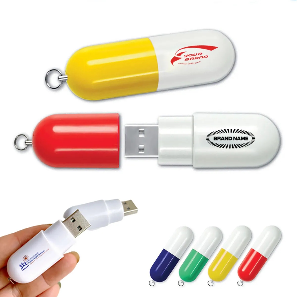 Promotional Medicine Capsule Shaped USB Flash Drive Keychain 1