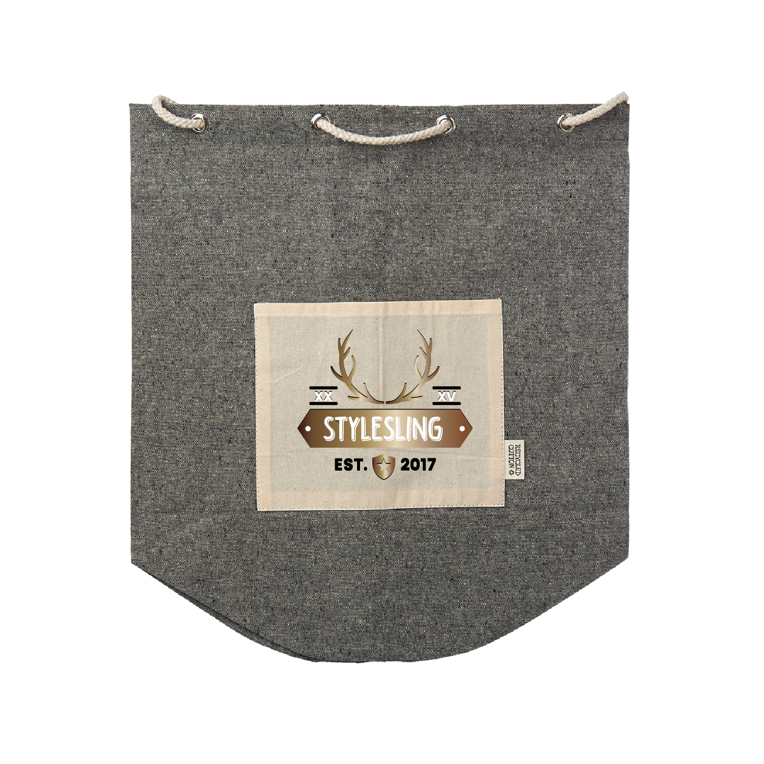 Recycled Cotton Drawstring Backpack (Full Color Imprint) 5