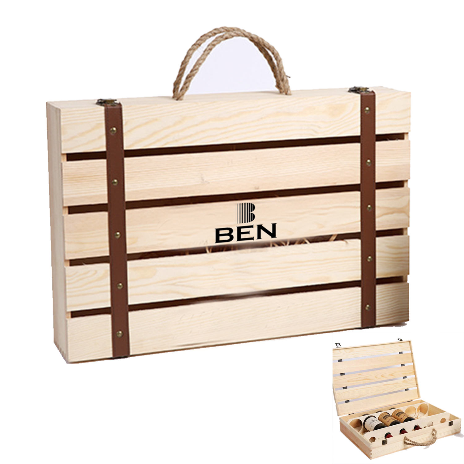 Solid Wood Wine Gift Box 10