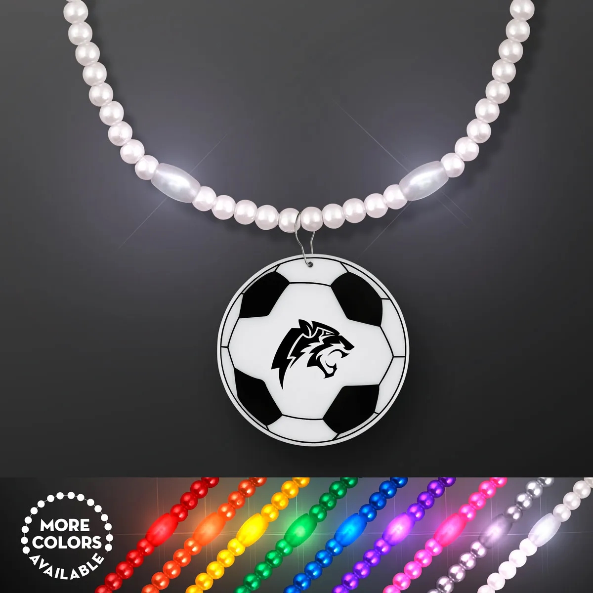 LED Bead Necklace with Soccer Ball Medallion 2