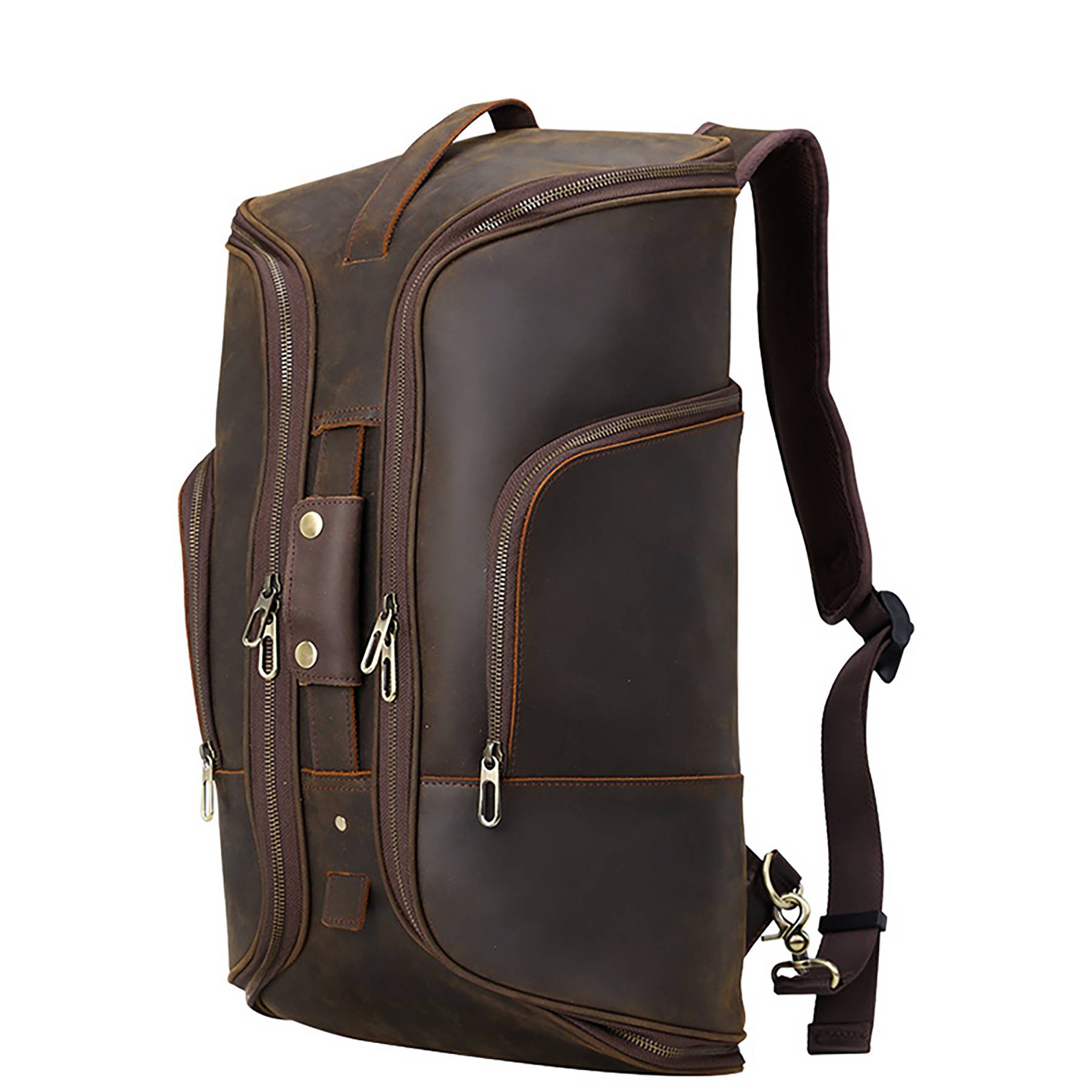 Full Grain Leather Mans Retro Backpack Convertible 3