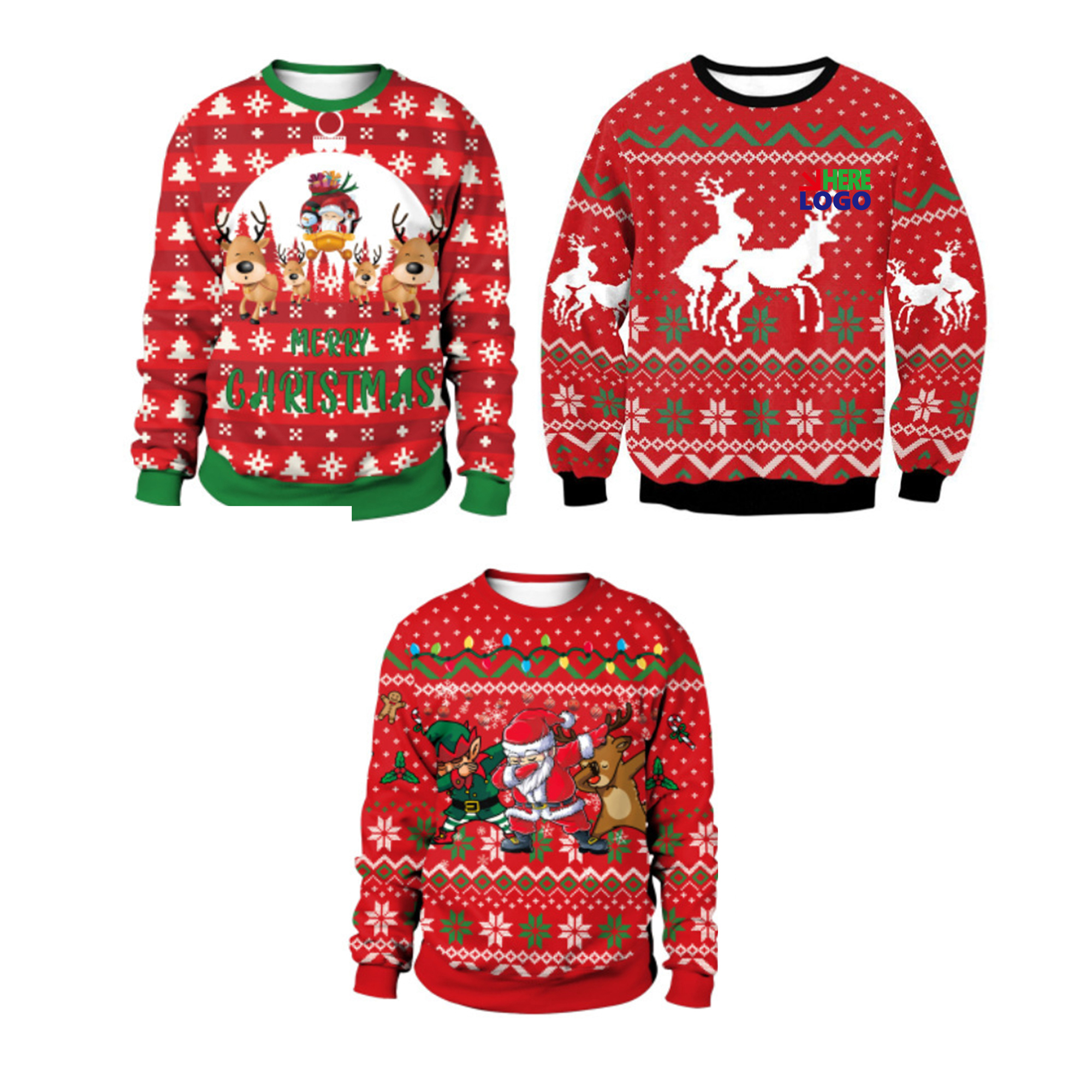 MOQ10 Personalized Christmas Sweatshirt with Logo Design 1