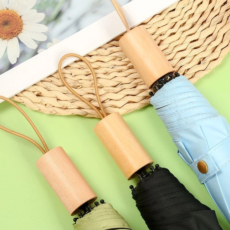 Custom Foldable Sun & Wind Proof Umbrella with Wooden Handle 17