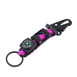 Durable Rope Key Chain With Whistle Flint And Compass 11