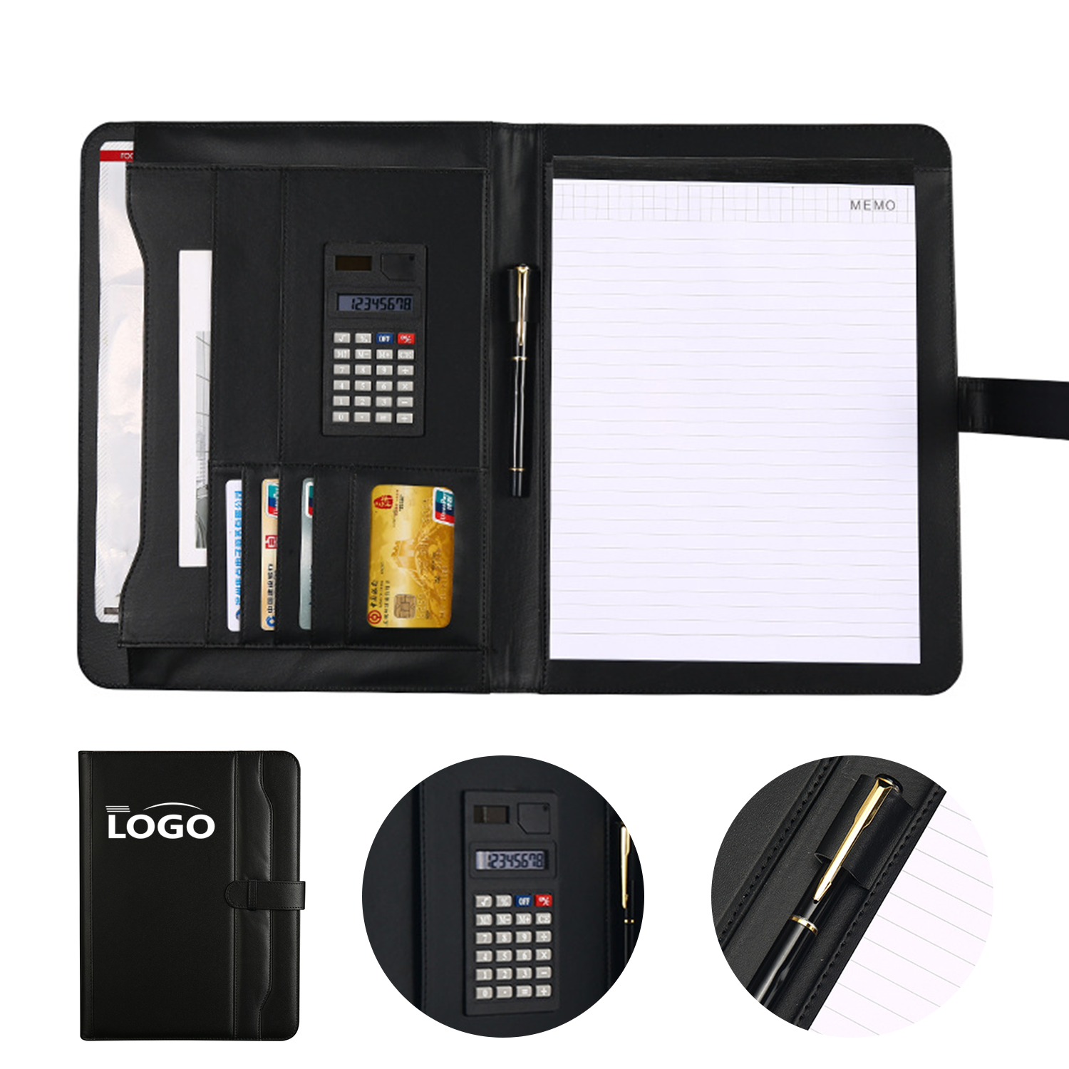 PU Leather Organizer Portfolio with Calculator and Notebook for Work 2