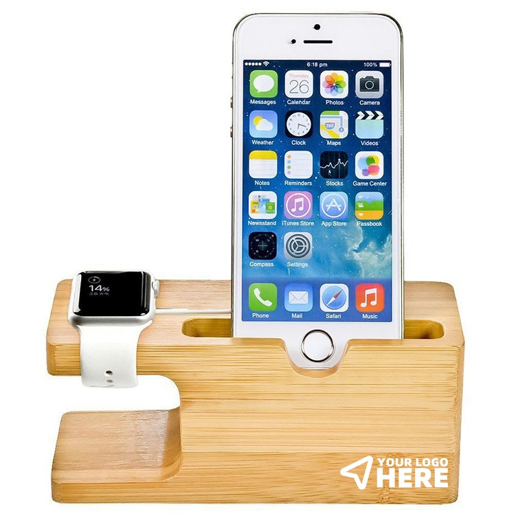 Bamboo Wood Desktop Charging Dock Station Charger Holder 8