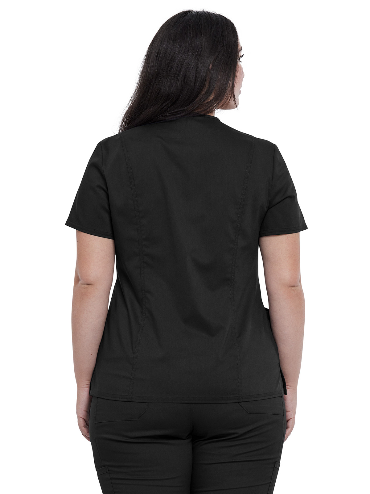 Cherokee - Workwear Revolution - Women's 4-Pocket Snap Front V-Neck Top 2