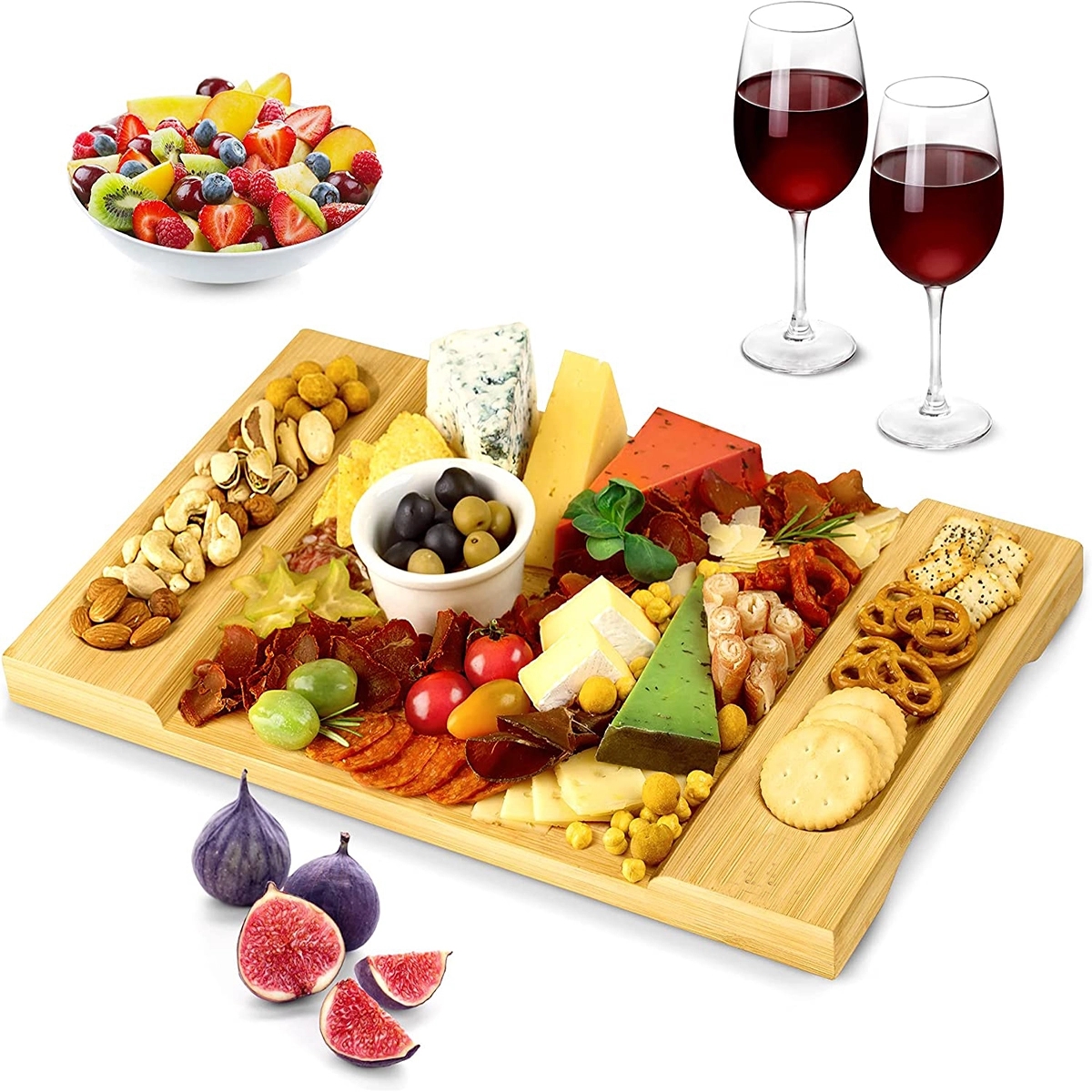 Bamboo Cheese Board Charcuterie Platter 2