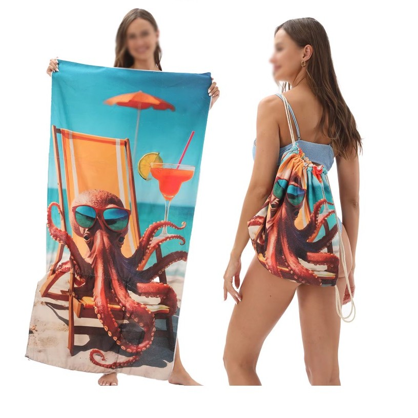 Multi-Functional Microfiber Beach Towel Bag 2