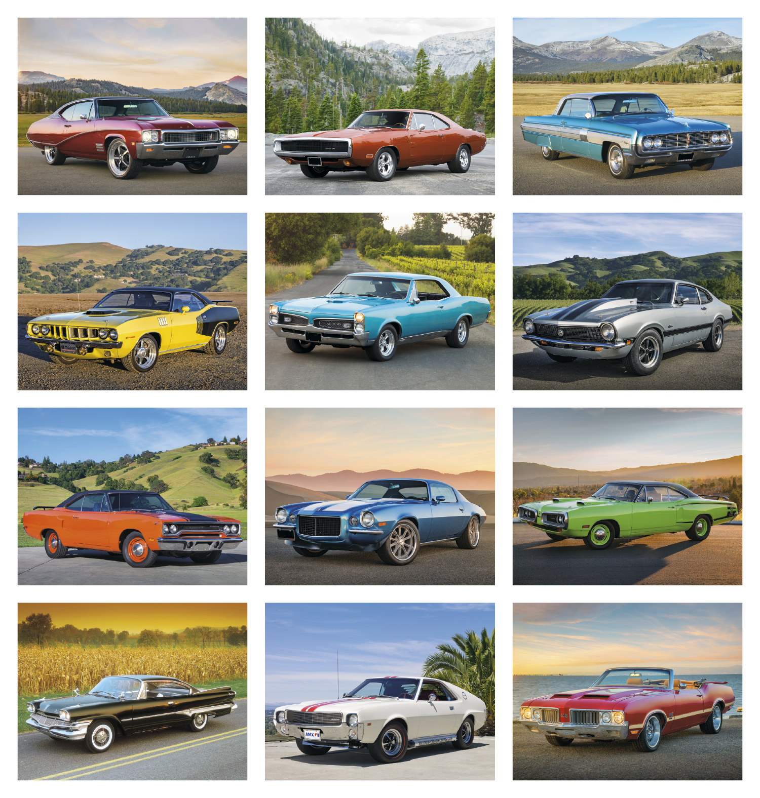 13 Month Muscle / Thunder Car Wall Calendar - Stapled 4