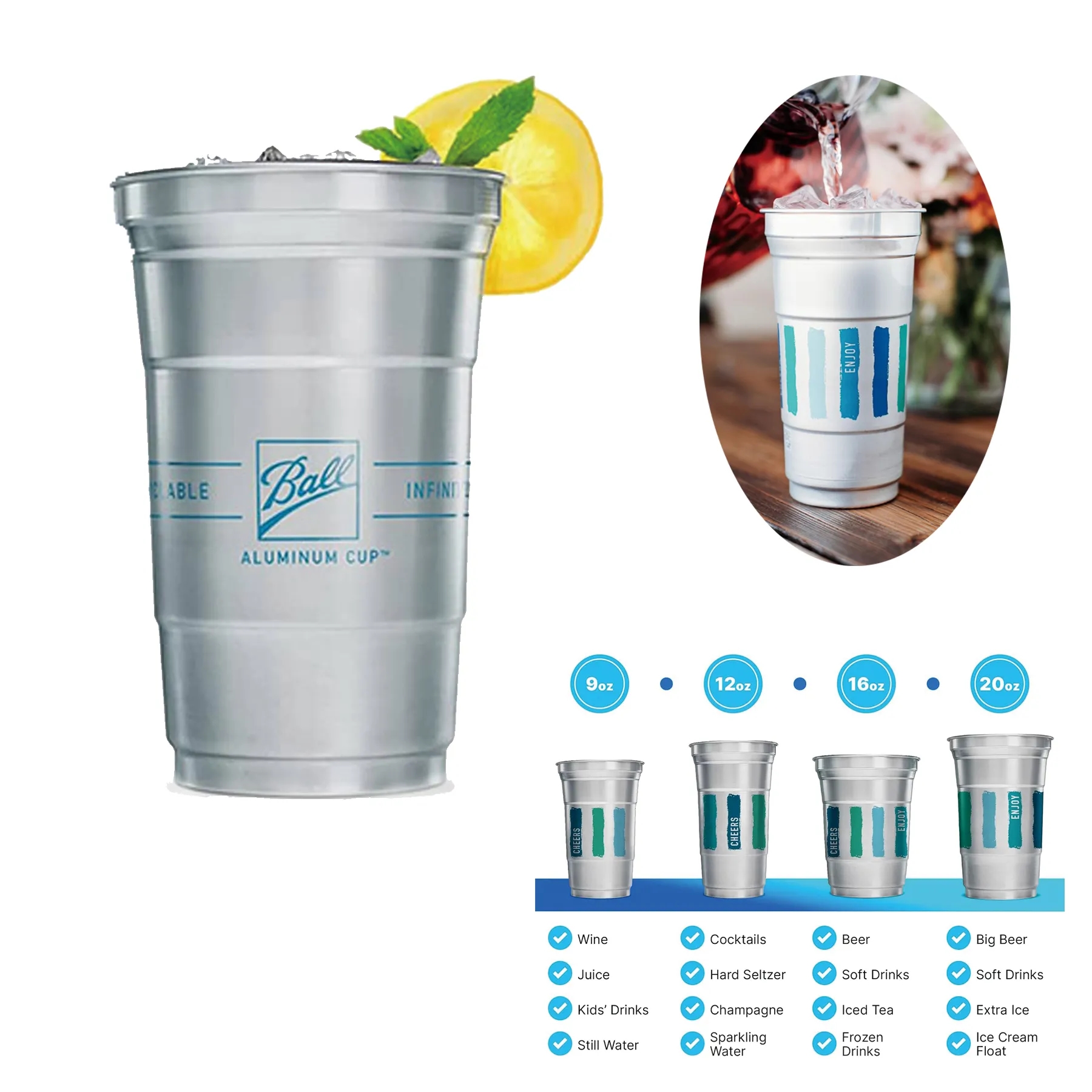 16oz Ball Aluminum Cup 2