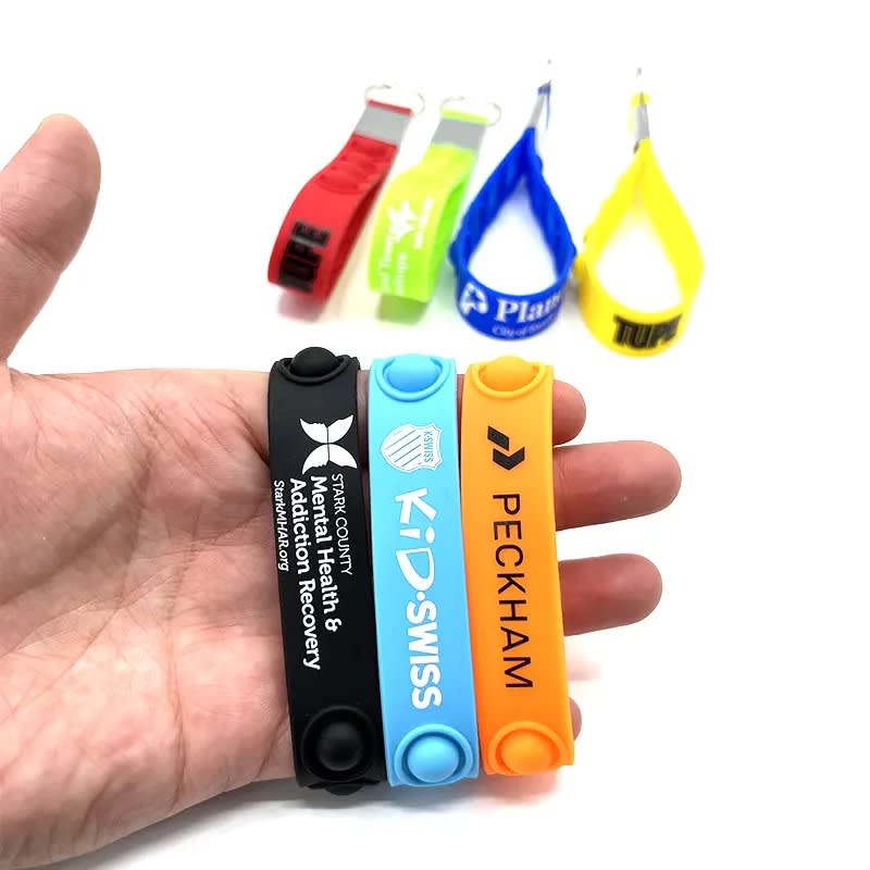 Push Pop Stress Reliever Wristband Keychains 12