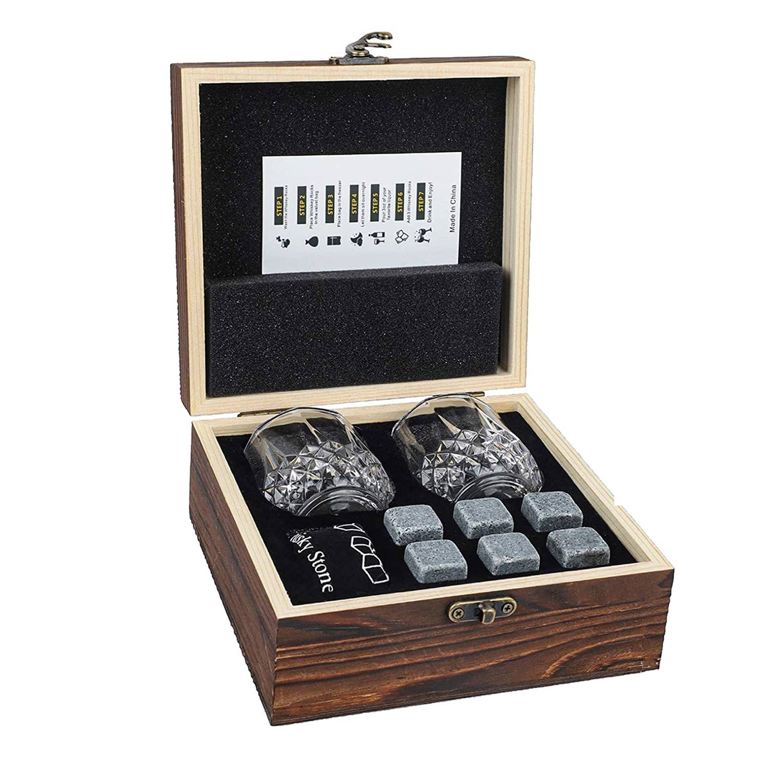 Whiskey Glass Set With Wooden Gift Box 6