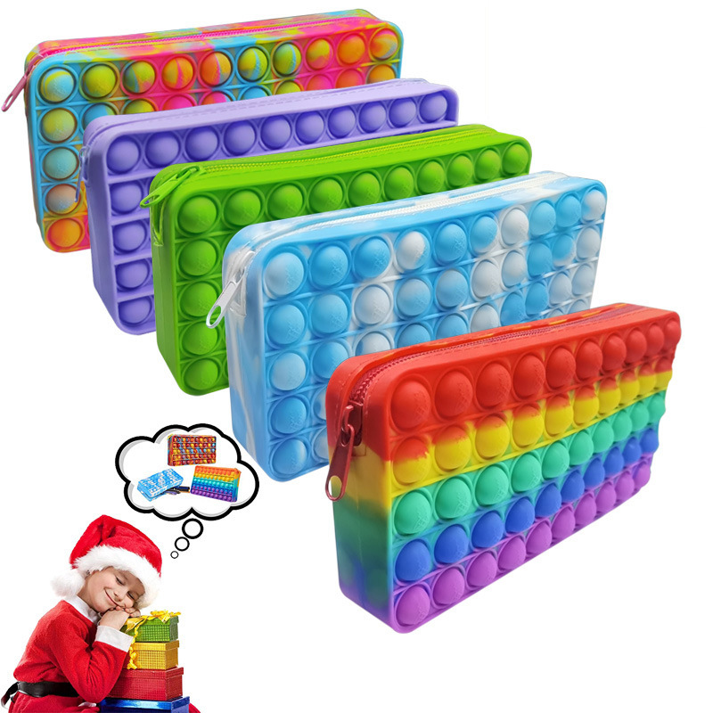 Rectangle Shape Rodent Pioneer Silicone Pencil Decompression Bubble Stationery Storage Bag / Hook 6