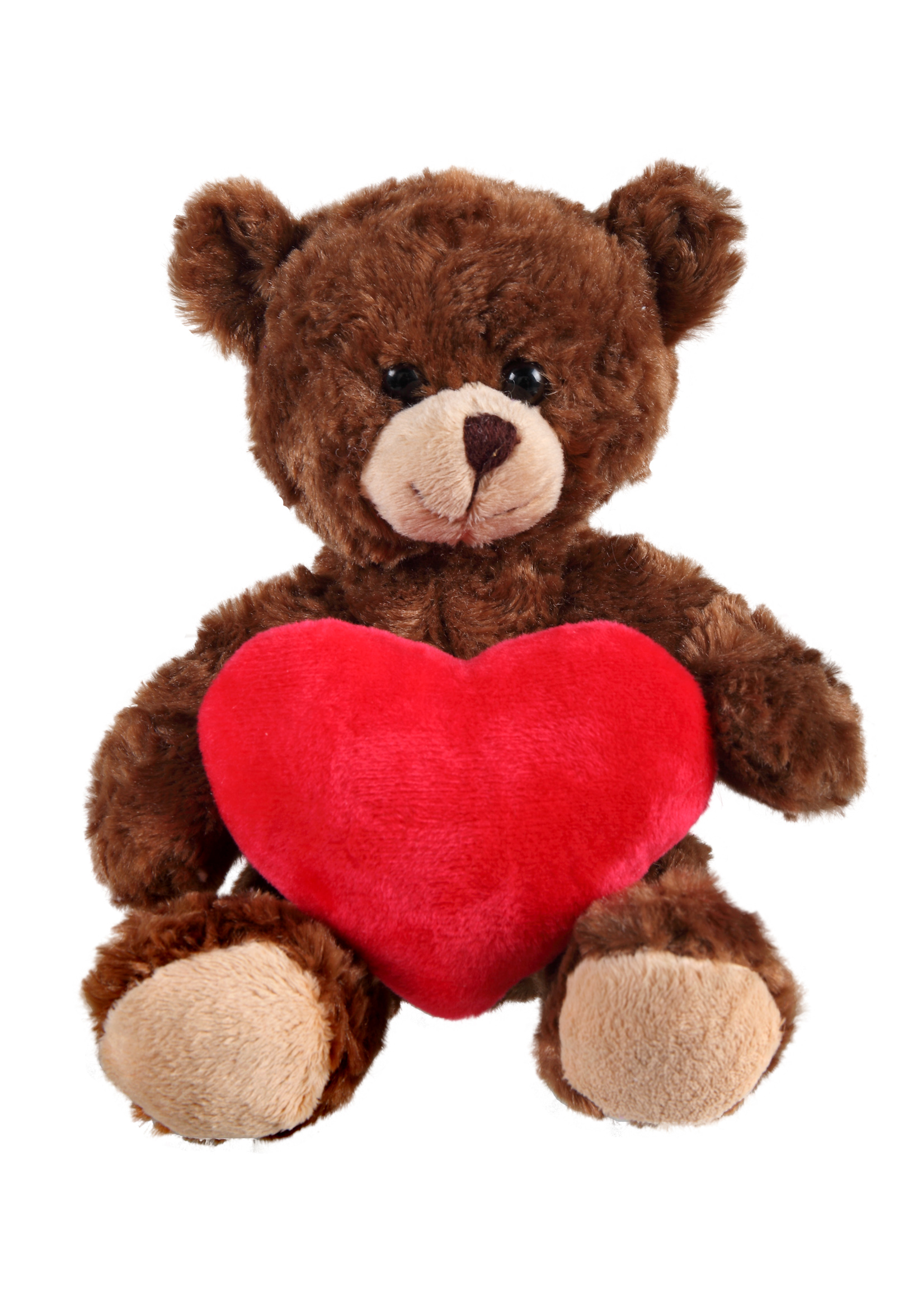 soft plush  Chocolate Curly Sitting Bear with heart