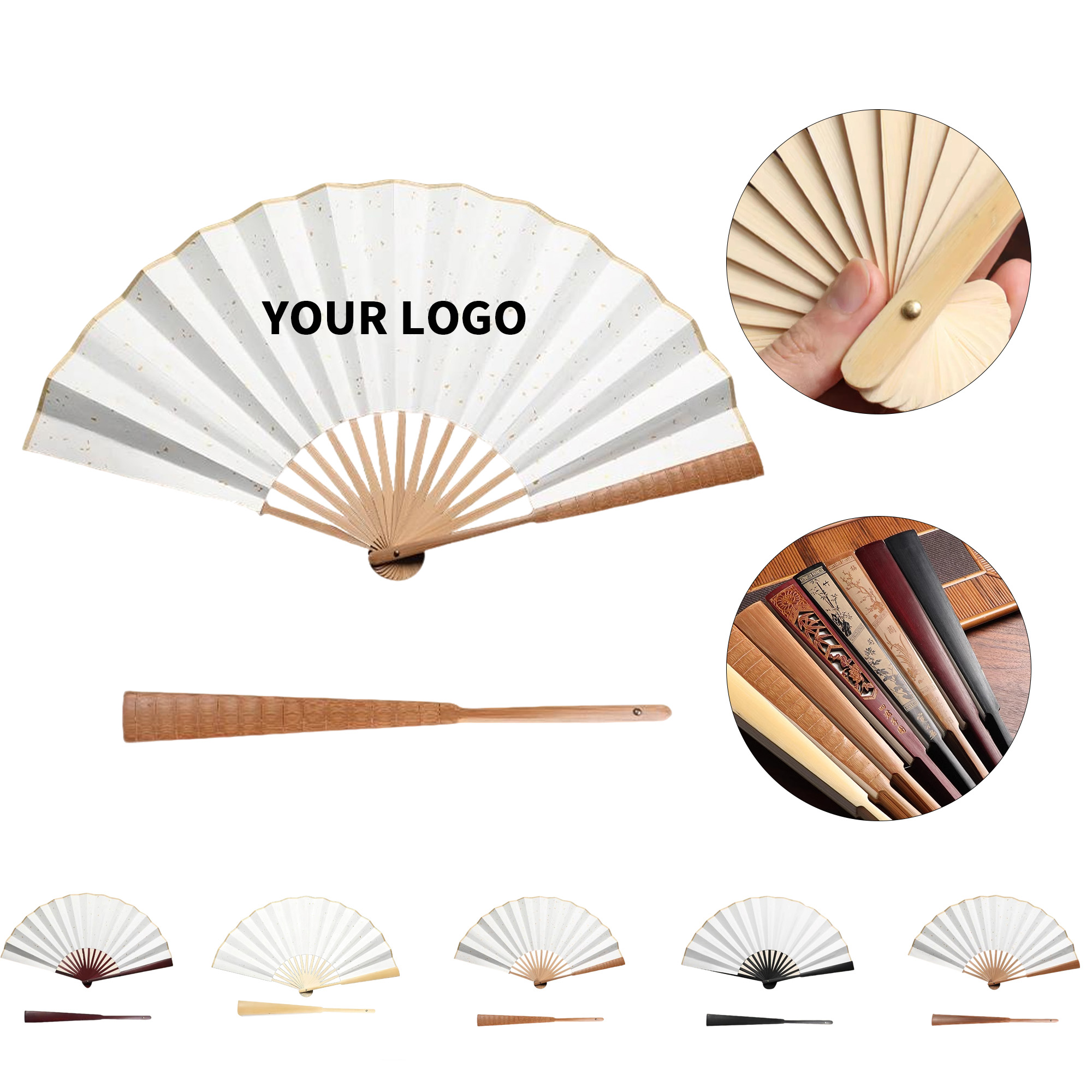 Folding Fabric Hand Fan With Bamboo Rib 5