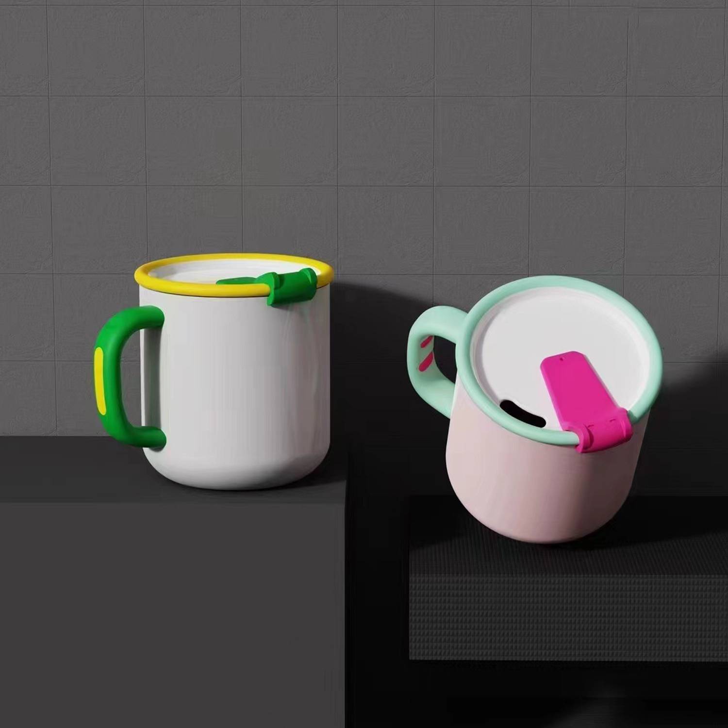 11.8 oz Ceramic Mug with Lid and Handle 6