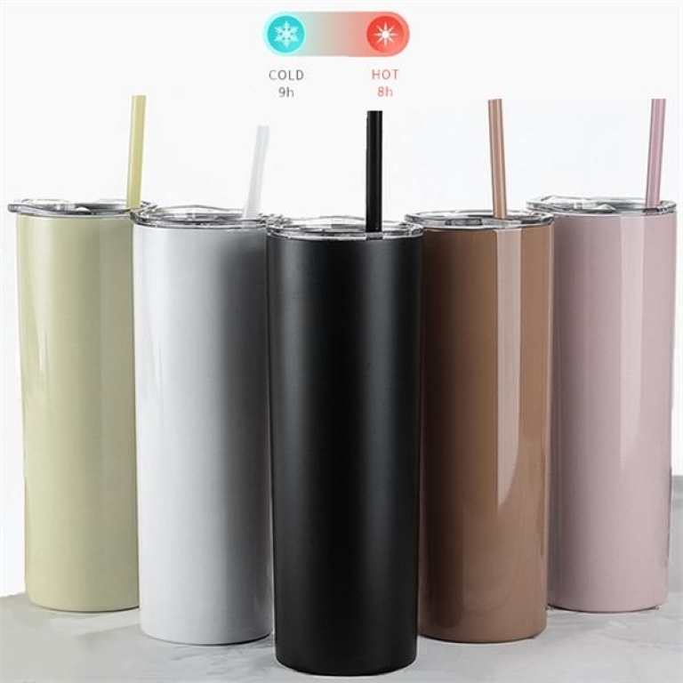 20oz Stainless Steel Straight Slimming Cup With straw 6