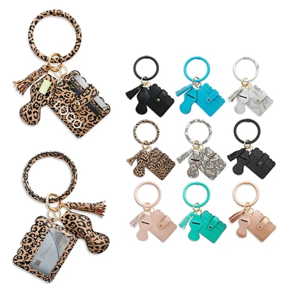 PU Wristlet Bracelet Keychain Credit Card Pocket Holder