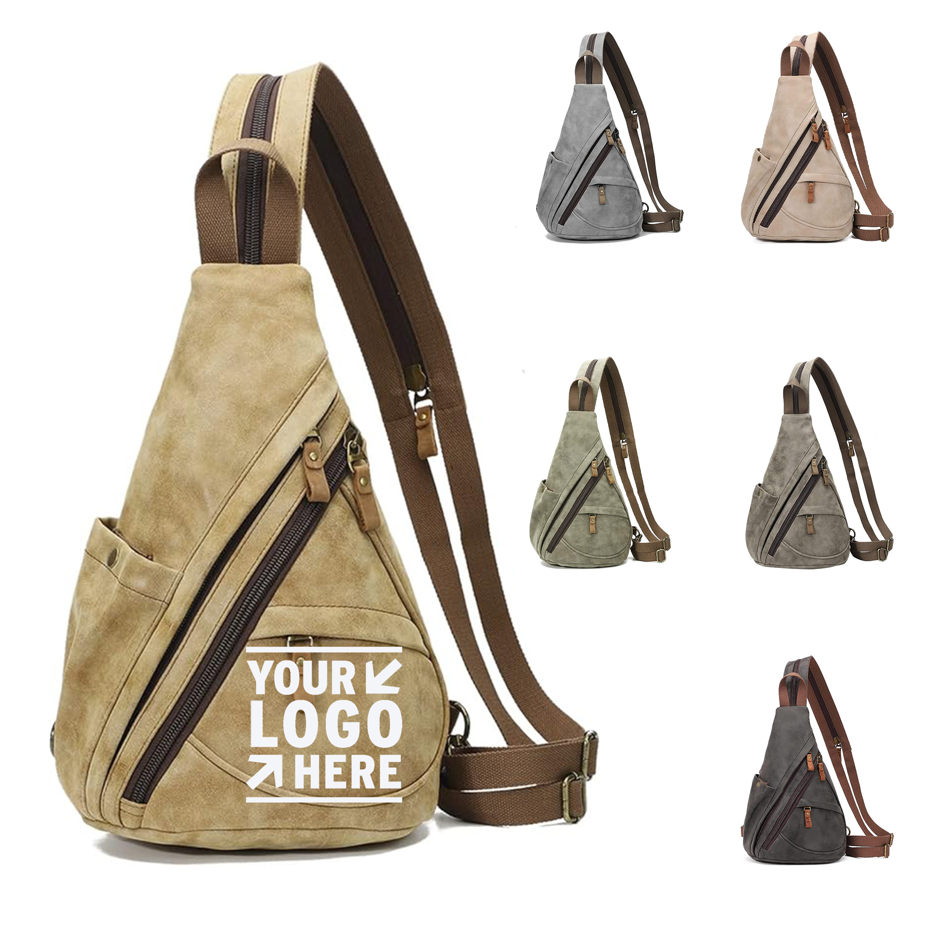 Men Women KL928 PU Leather Sling Bag Small Crossbody Backpack Shoulder Casual Daypack Rucksack