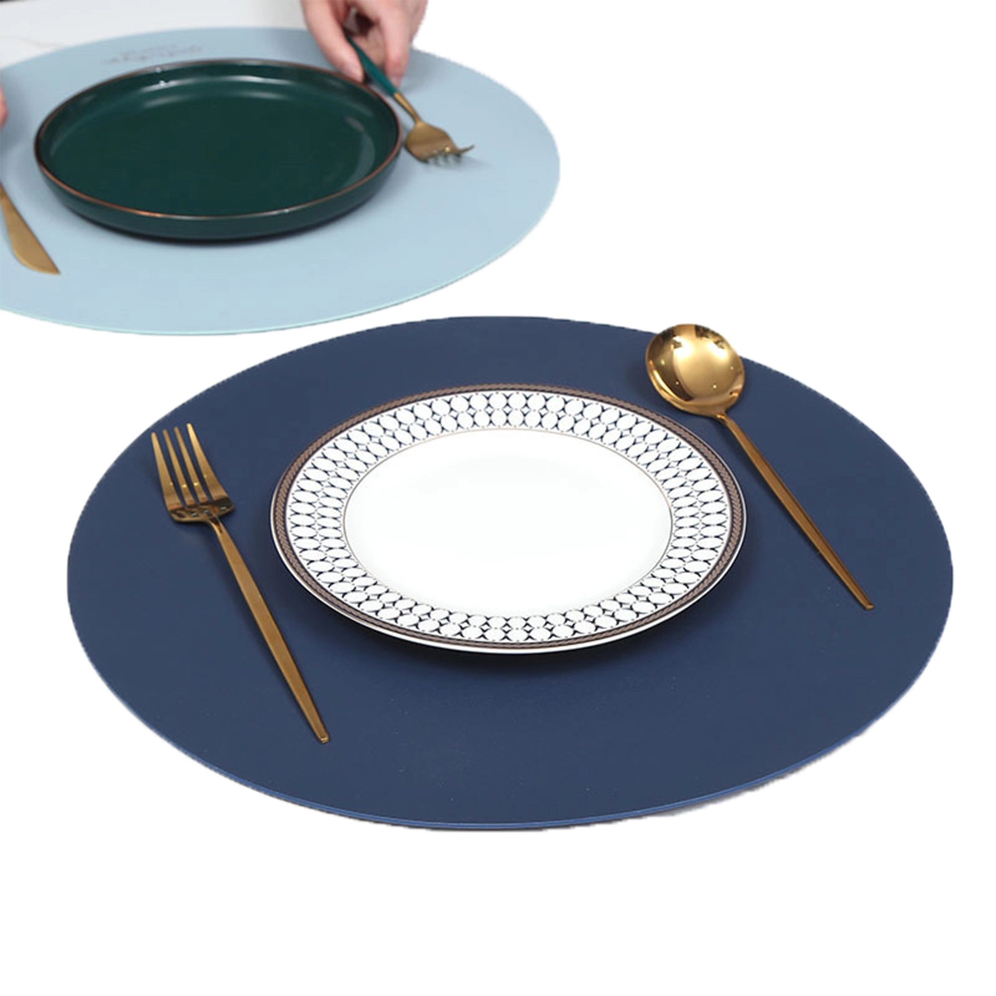 15'' Round Leather Placemat Dining Mat MOQ 20PCS 2