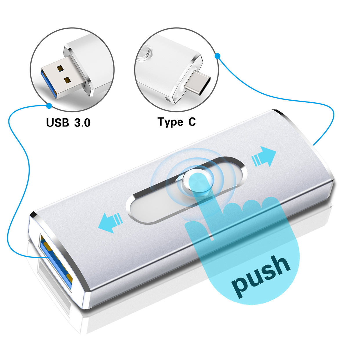 Metal Dual USB and Type-C OTG Drive - Expand Storage on Computer, Mobile Devices, Android and iPhone 4