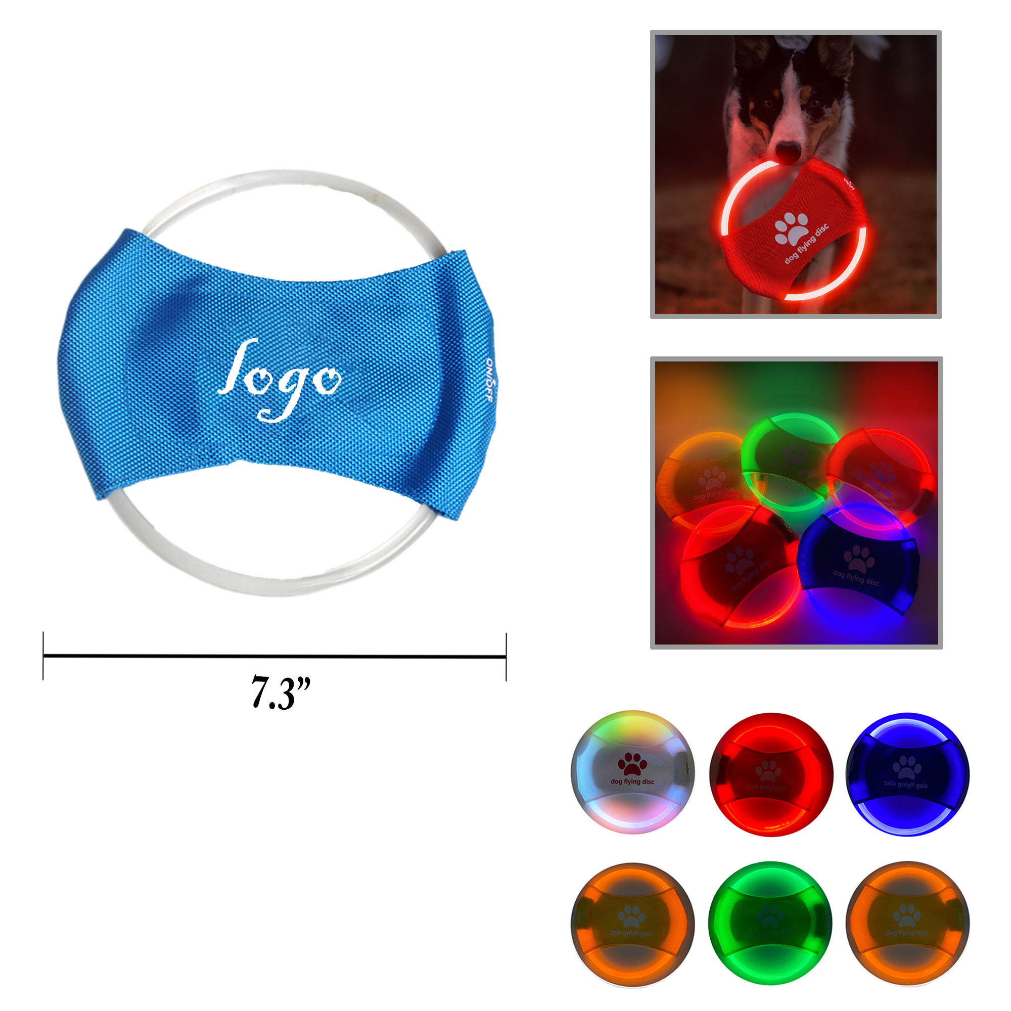 MOQ100 Rechargeable LED Glow Dog Disc for Night Play 3